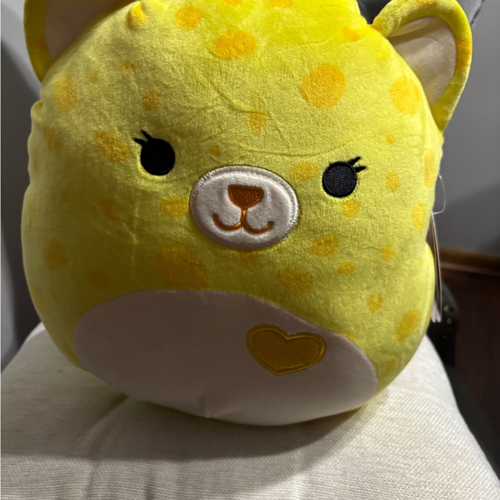 SOLD Sunny Yellow Plush Bear with Heart Accent